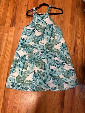 Gibson Halter Dress in Green and White